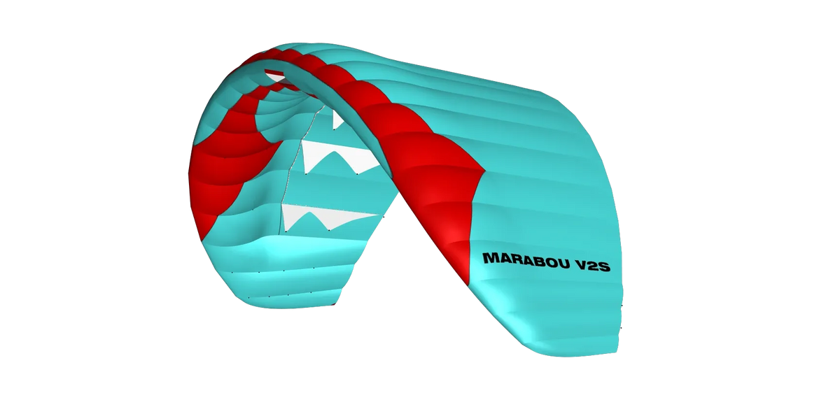 Gin Marabou V2s hybrid kite, light blue and red