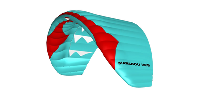 Gin Marabou V2s hybrid kite, light blue and red
